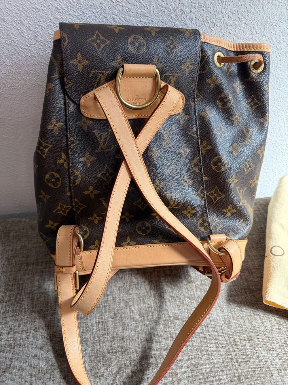Louis Vuitton Monogram Canvas Backpack in Brown and Tan Leather Trim - Picture 4 of 10